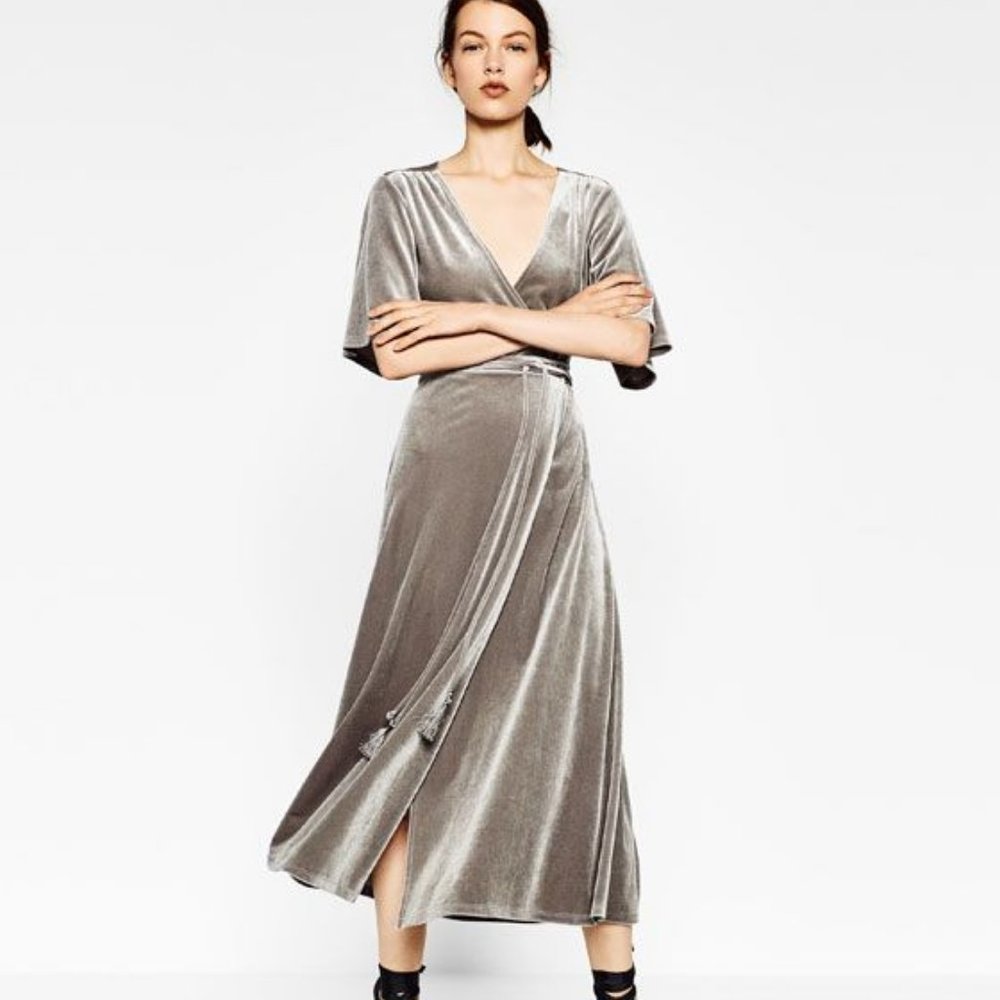 Zara Crossover Velvet Dress